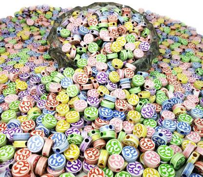 Adhvik Pack of 100 Gram (250 Pcs Approx) Multicolor Om Pearl Bead DIY Craft Material