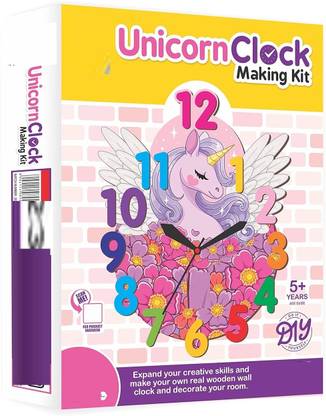 zokato Unicorn Clock Making Kit Wooden DIY Art & Craft Kit for Kids