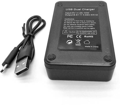 Lyla 2 Channels Digital Camera Battery Charger Charging Stand with USB Port for Canon