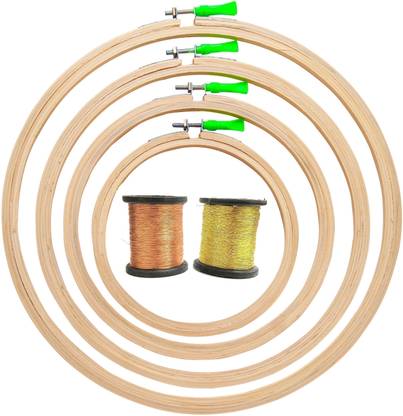 rawzone Embroidery Ring Hoop Frame With Zari Thread Size (6,8,9,12) Inch