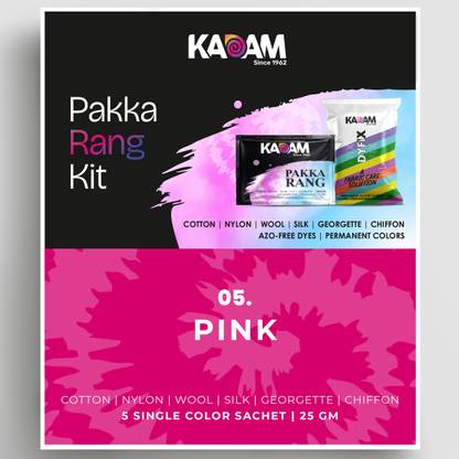 KADAM Pakka Rang Permanent Fabric Dye Colour | Shade No.05: Pink | 25g Pack