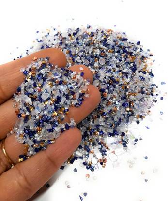 Ditya Crafts Resin Granules/ Glitters/ Stones Pack of 100 Grams Blue Metallic Mix Multicolor