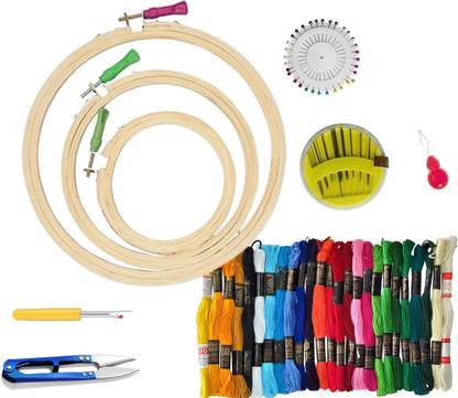 KHUSHA CREATIONS DIY Embroidery Cross Stitch Kit With Hoops, Threads, Tools For Hand Embroidery
