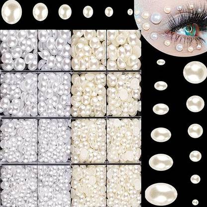 DIY Crafts 130, Beige Color Pearls, Mixed Unassorted Flat Back Pearls Kits Half Round
