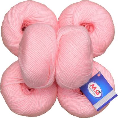 M.G Enterprise 100% Acrylic Wool Pink (6 pc) Baby Soft Wool Ball Hand Knitting Wool/Art Craft Soft Fingering Crochet Hook Yarn, Needle Knitting Yarn Thread Dyed