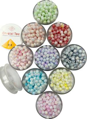 UniKart Rainbow Multicolour Beads For Bracelet Jewellery Making With Free Elastic 450pcs