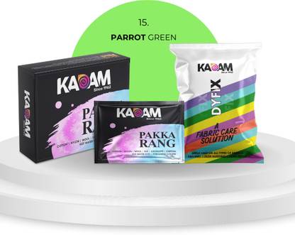 KADAM Pakka Rang Permanent Fabric Dye Colour | Shade No.15: Parrot Green | 25g Pack