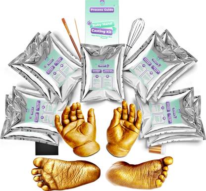 WowCast Baby Two Hands and Two Feet Casting Kit 0-9 Months,Newborn 3D Hand Casting Kit