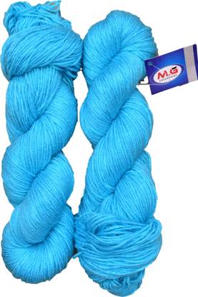 M.G Enterprise Brilon Sky Blue (200 gm) Wool Hank Hand knitting wool / Art Craft soft fingering crochet hook yarn, needle knitting yarn thread dyed.