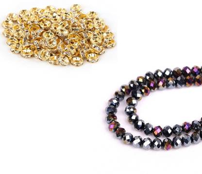 Crafts Haveli Crystal & Rhinestone Bead Combo 50 Rhinestone 100 Black AB