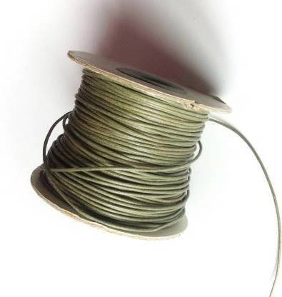 Sharum Crafts Military green cotton wax cord 1MM-100MTR