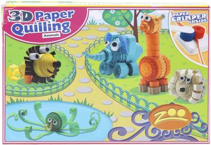 zokato 3D Paper Quilling Animals Making Set - Multicolor