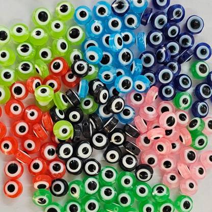 SRR Evil Eye 8mm Round Disc Shape Beads, 7 colors, 175 Pcs Packet