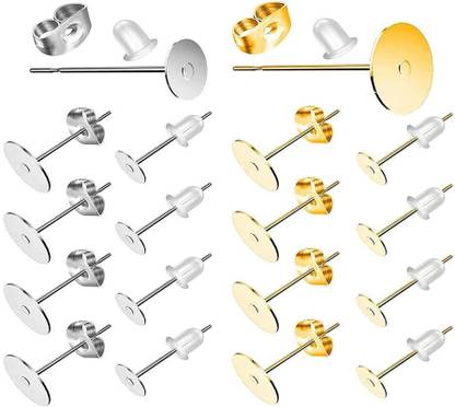 DIY Crafts 20 Set, Earring Posts and Backs, Hypoallergenic Earring Studs for Jewelry Making