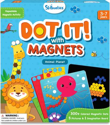 Skillmatics Paper Art Activity - Dot It with Magnets Animals, No Mess Repeatable Art for Kid