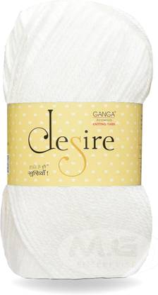 KNIT KING Knitting Yarn Wool Desire White 100 gms Best Used with Knitting Needles