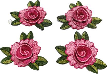 90 Degree Floral Embroidery Cloth Sewing Stitching Patches Applique Stickers Red Rose