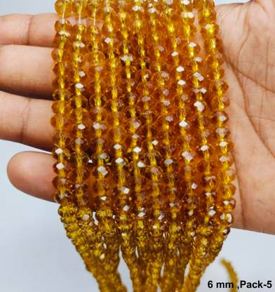 PriyaBeads Brown Transparent 6mm|16 inches with 85- 90Beads Per Strings(Pack of 5)