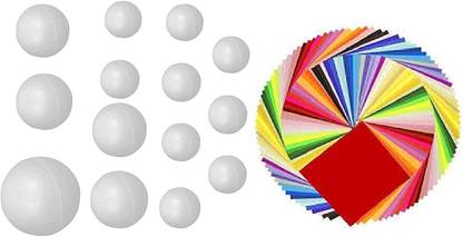 First Click 14 Pcs Craft Styrofoam with 100 Sheets (15X15 cm) Origami Papers