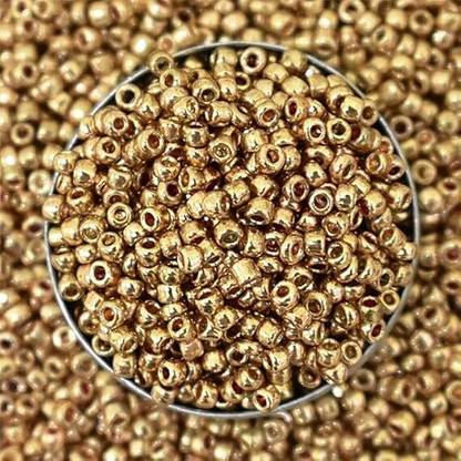 BharatSS Sugar beads/glass beads, Size 2mm(appro), Gold Beads, Pack of 100 gms