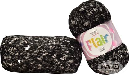M.G Enterprise GAN GA Flair Black 600 gms Wool Ball Hand knitting wool -J Art-AEGJ