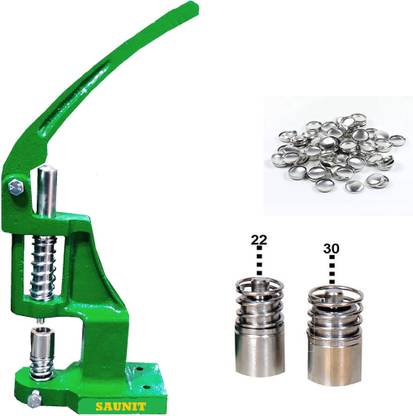 saunit Fabric button making machine with 2 steel dyes & 1500 Shells