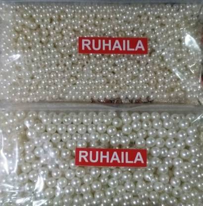 RUHAILA WHITE COLOR 4+8 MM SMALLL AND BIG SIZE PLASTIC BEADS FOR ART & CRAFT 1600 PCS