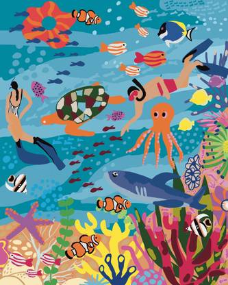 Craftmate Framed DIY, Under The Sea Acrylic Painting Hobby Kit , 16 inch x 12 inch