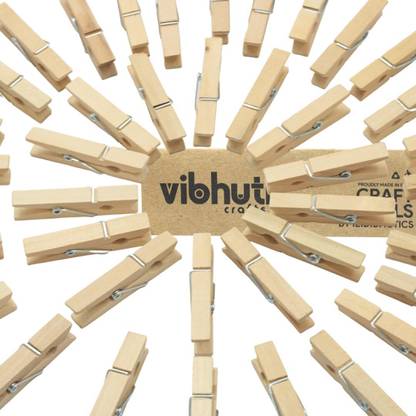 Vibhuti Crafts 2inch Natural Wooden Pegs (40 Pack) - Big Clips for DIY Crafts