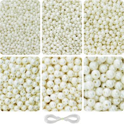 REGLET 1800 Artificial Off White Pearl Beads: Perfect for Large-Scale Projects- 6 Sizes