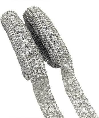 EmbroideryMaterial.com Gota Lace Design Borders for Kurti & Dresses -dull silver 2 Rolls (16 Mtr)