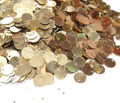 SS ZARI 10mm golden round side holl Sequence / sitara (100 pcs)