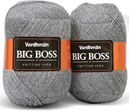 SHOPCASH Wool BigBoss Soft Fingering Hand Knitting Crochet Hook Yarn (Grey 400 gm)