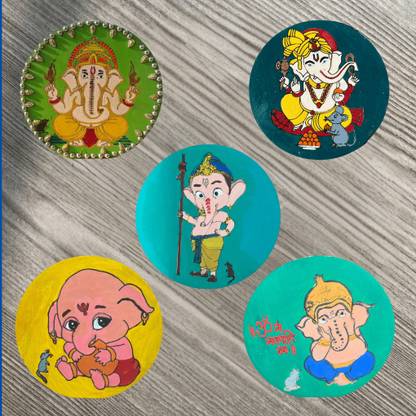 Ansoz 5 Forms of Ganesha Coloring DIY Coasters Kit