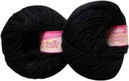 Vardhman Wool Baby Soft Thin 4ply Acrylic Knitting Wool Black Ball (150 Grams/6balls). Soft Wool Ball Hand Knitting Wool/Art Craft Fingering Crochet Hook Yarn for Sweaters, mufflers, caps, Soft & Wool.