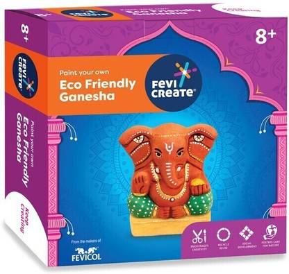 Pidilite Fevicreate Paint Your Own Eco Friendly Ganesha, DIY Ganesha Murti, Made from Natural Clay and Water Soluble