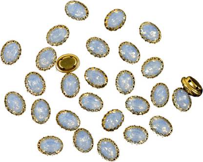 एम्ब्रोइडरीमेटेल Snow White Sew on Glass Crystal Stone with Flower Catcher for Embroidery & Jewellery Making (25 Pieces)