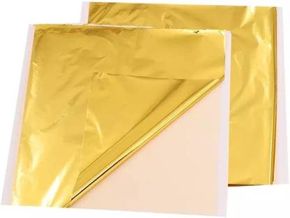 A.K COLLECTION B 25 Sheets Imitation Gold Leaf Arts,Gilding Crafting, Painting,DecorB-37
