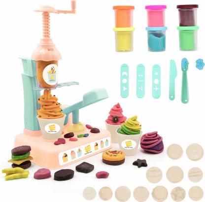 333MART 6 Color Play Dough Ice Cream Maker Set, Non-Toxic Dough Kitchen Ice Cream Maker