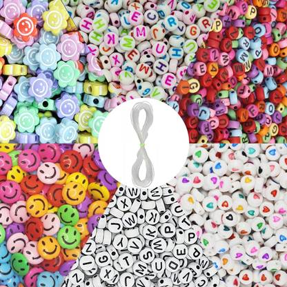 इंडिकोन्ब 1150 Alphabet(3 Type), 350 Heart Design Beads, 80 Emoji Beads (2 Types)