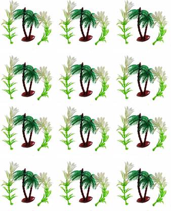 Dhinchak Artificial Mini Plastic Coconut Tree for Project Making and Decoration (12 sets)