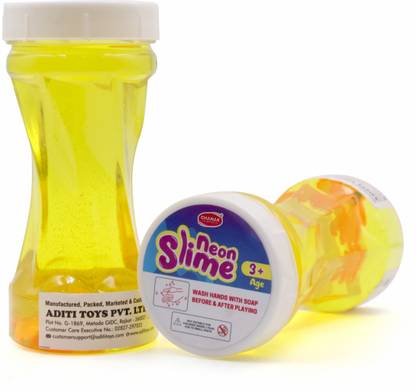Aditi Toys Neon Slime Kit Soft NonToxic For Boy Girl 5+ Age Each 150ml (Yellow Pack of 2)
