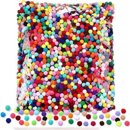 KRAFTMASTERS Multiply Colour Pom Pom balls with glitter 1.5cm 100pieces