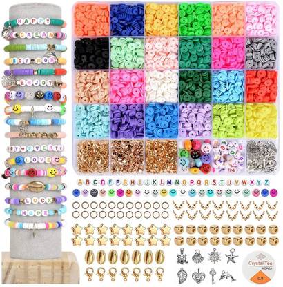 TREXEE Clay Beads for Jewellery Making 3950Pcs 24 Colors Bracelet Kit