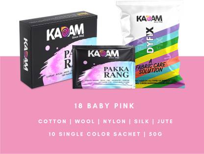 KADAM Fabric Dye Colour, Shade 18 Baby Pink, Pack of 10 Single Color Pouches