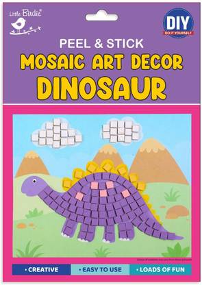 LITTLE BIRDIE Mosaic Art Decor Peel And Stick Dinosaur 17 X 21Cm (Pack of 2)