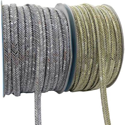 EmbroideryMaterial.com Zari Border Lace Trims Combo in Silver & Light Gold Colors
