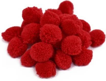 PUSHPA CREATION Round cotton balls red colour for Craft Jewelry Embroidery Making Purpose Round Shape - 50 cotton balls