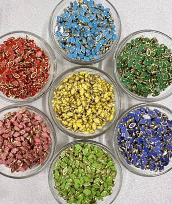 UniKart Colour Kundan Stone Eye 3x6mm Pack of 700 Pcs with Fabric Glue & Storage Box