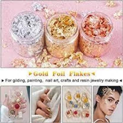ask vark wala 3pcs,silver,copper,gold,for resin art gliding diy proxy nail art flakes E6